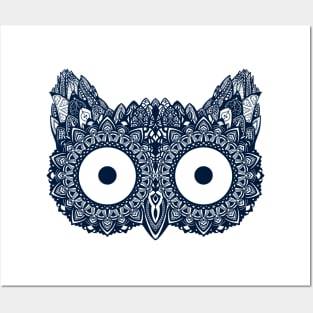 Mandala Owl Blue T-Shirt Posters and Art